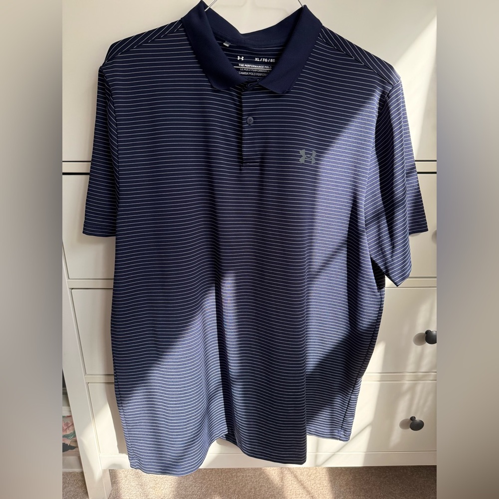 Under Armour Men's Dark Blue Striped Polo